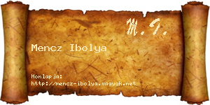Mencz Ibolya névjegykártya